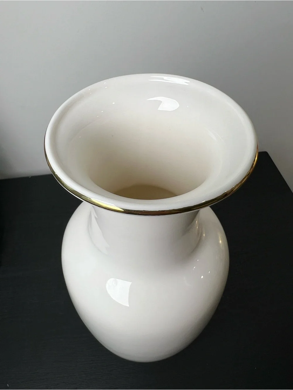 Vintage Japanese Porcelain White Vase with Peach & Purple Cylcamen Floral Design